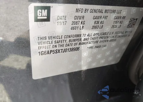 2018 Cadillac Cts Standard from USA, damaged, VIN 1G6AP5SX7J0138906